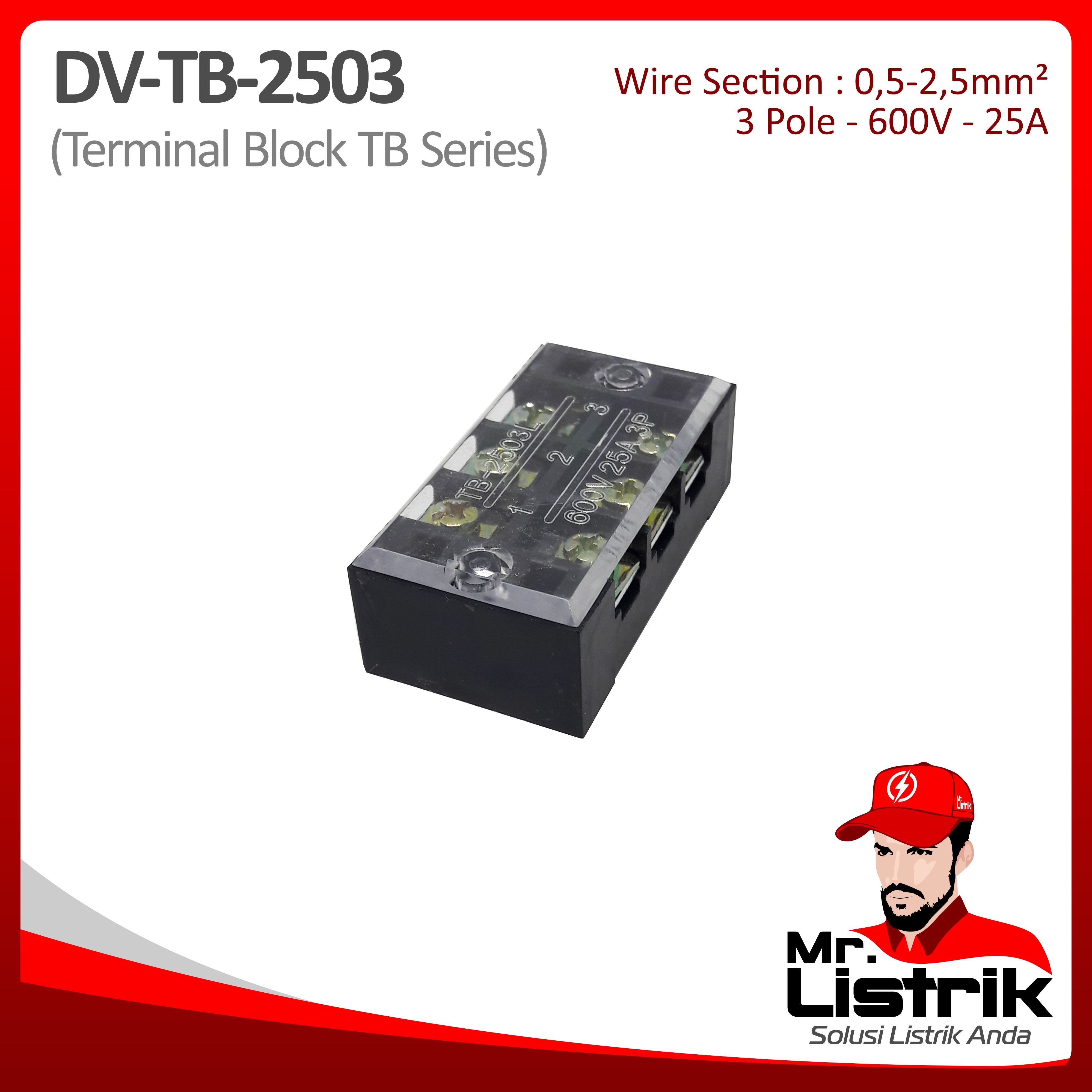Terminal Block TB Series 3P 25A DV TB-2503