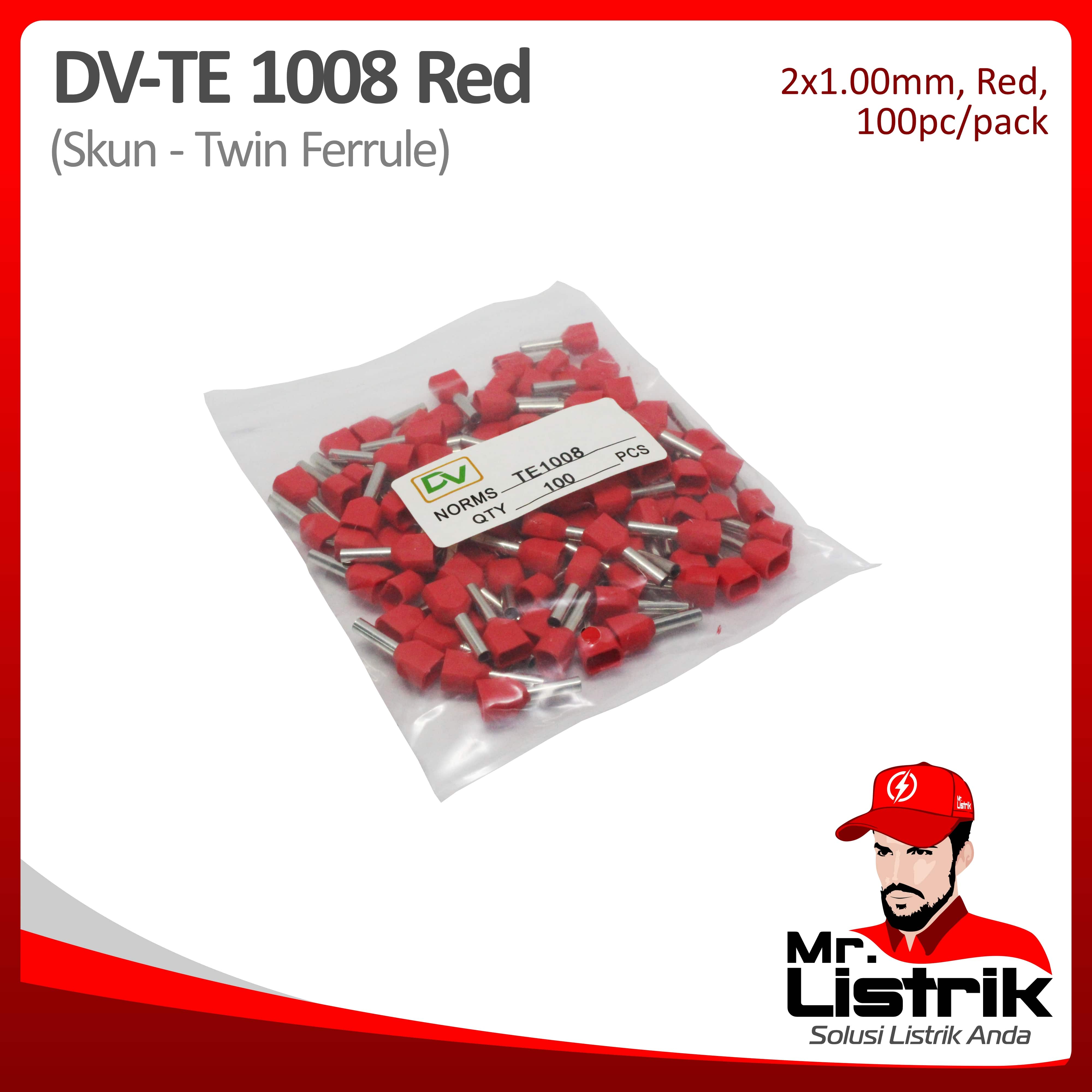 Skun Twin Ferrules 2x1mm Red DV TE 1008