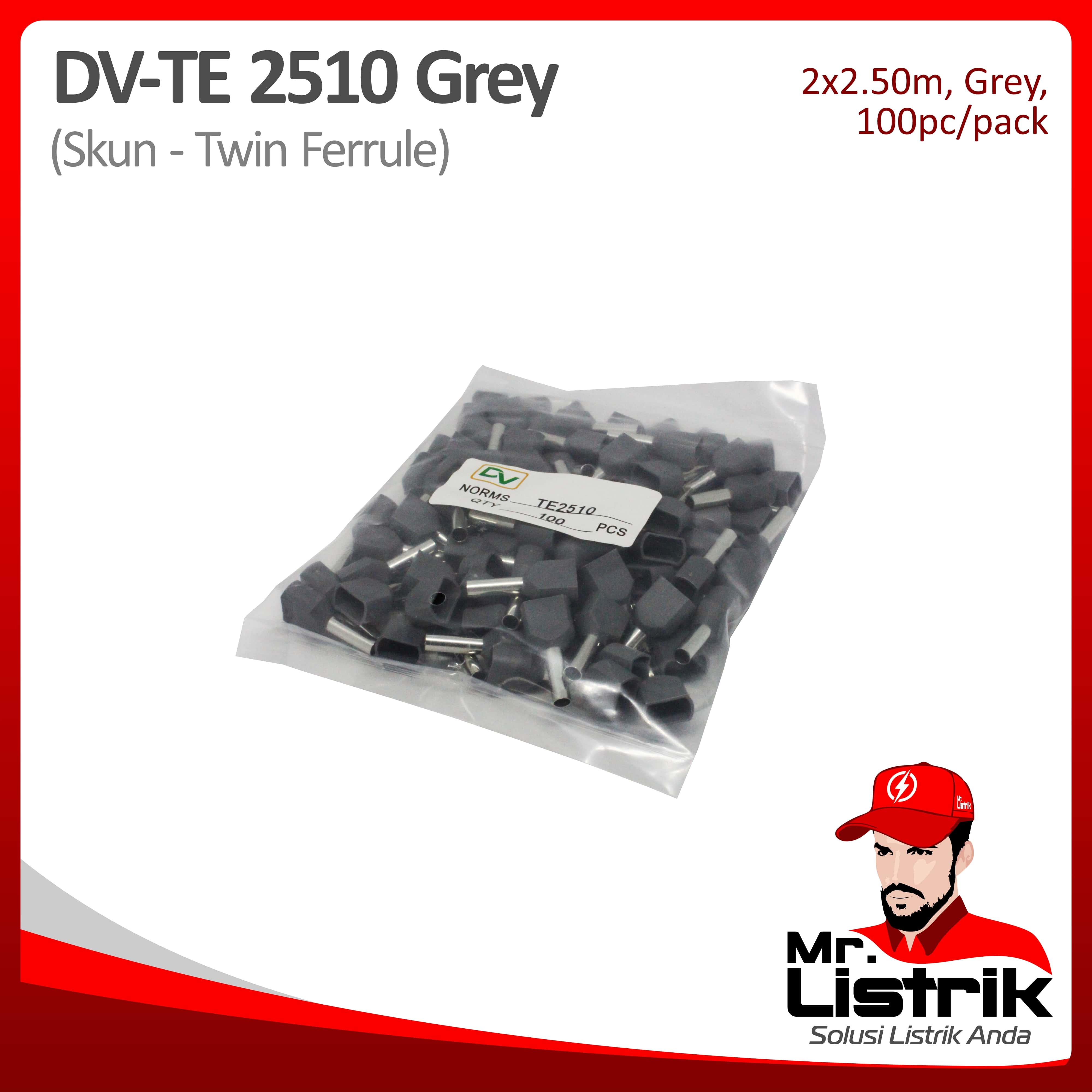 Skun Twin Ferrules 2x2.5mm Grey DV TE 2510
