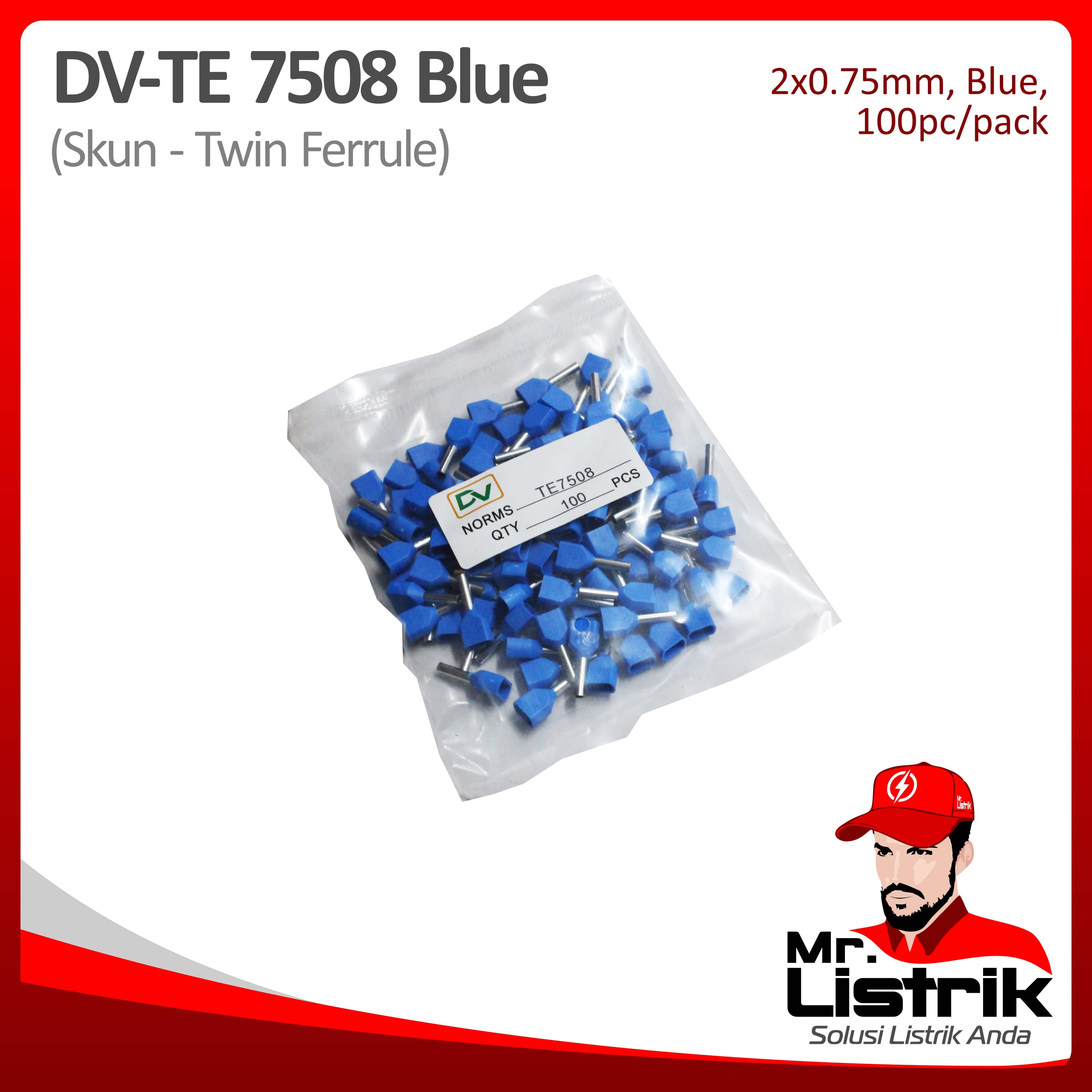 Skun Twin Ferrules 2x0.75mm Blue DV TE 7508