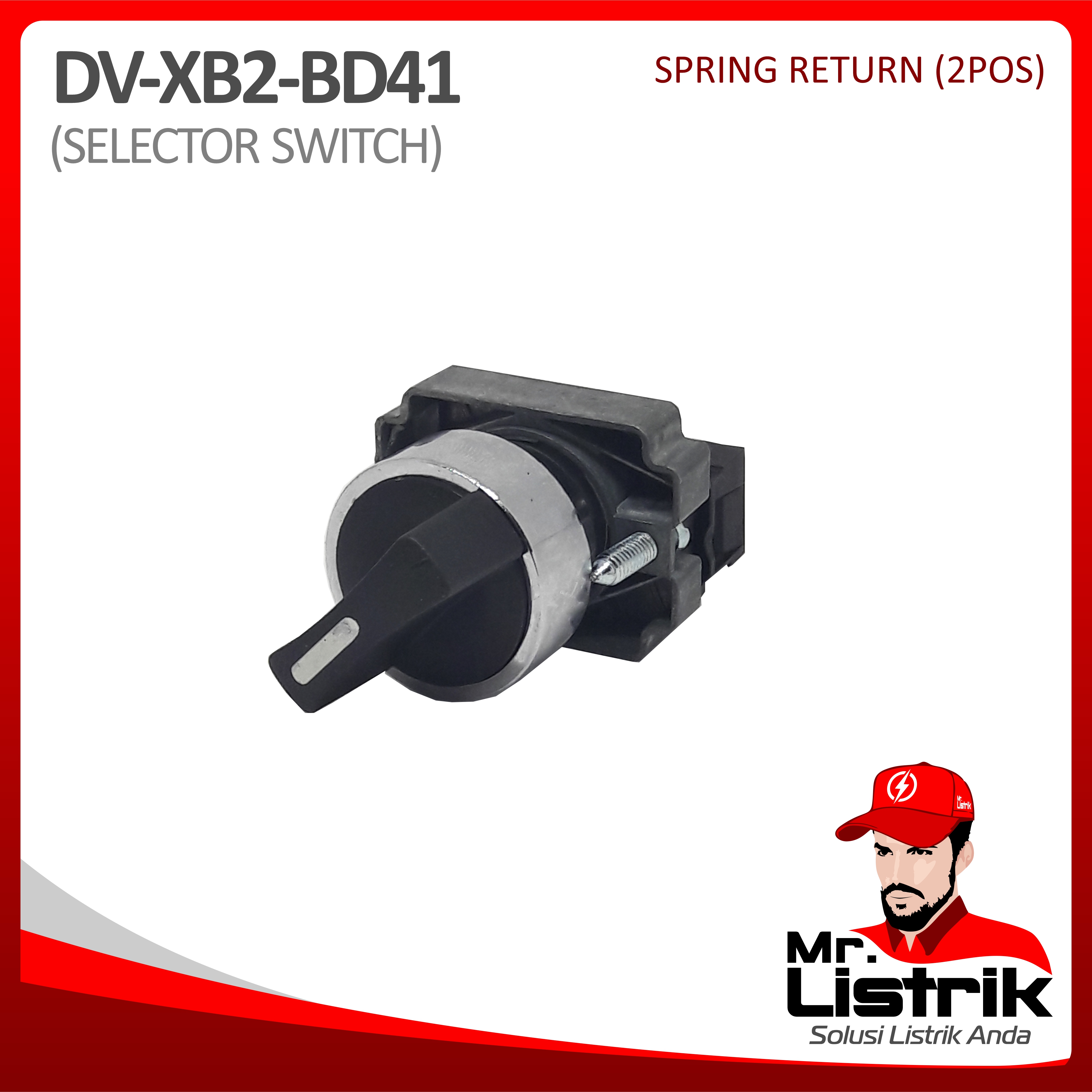 Selector Switch 2 Posisi 1NO Metal Modular XB2-BD41 - Spring Return