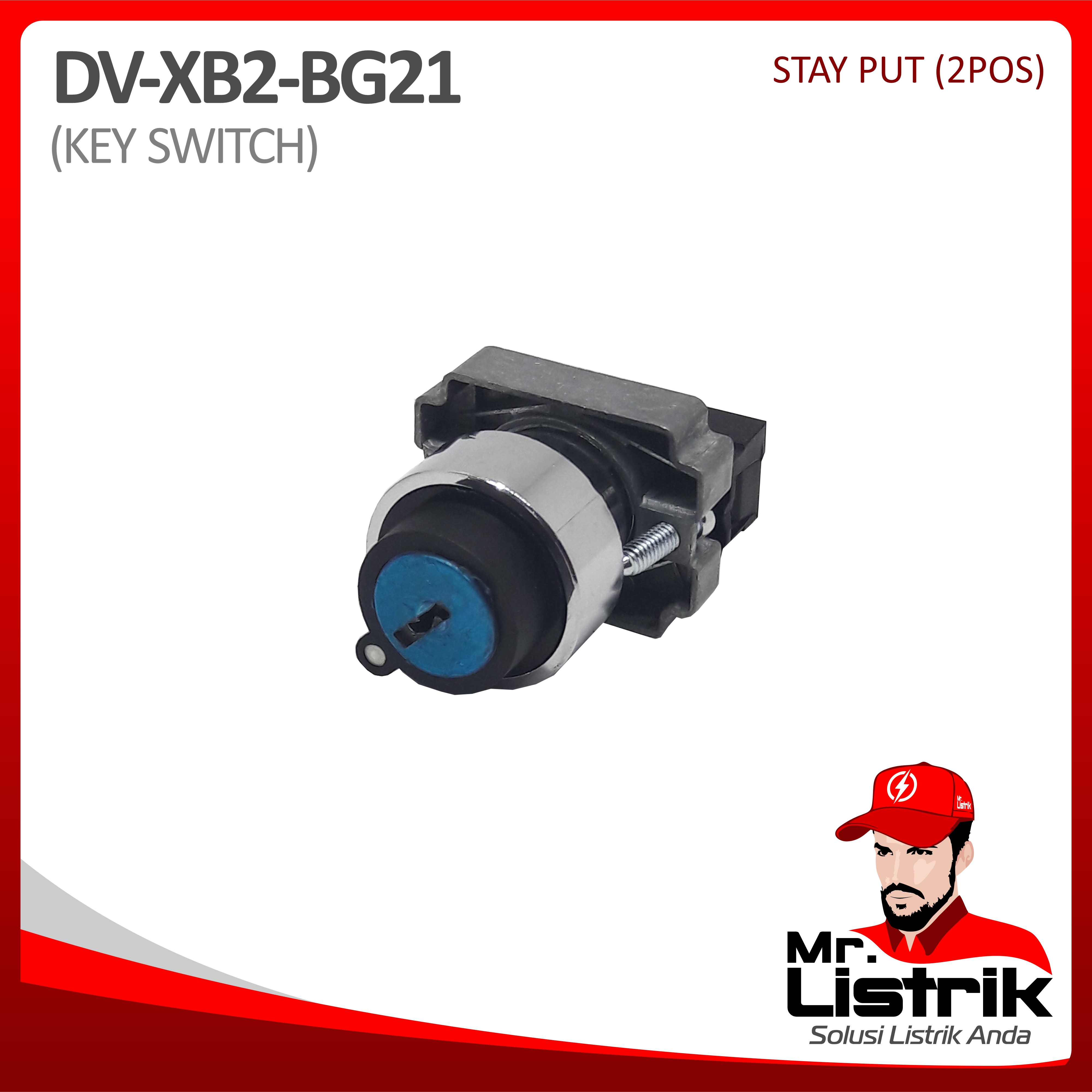 Key Switch 2 Posisi 1NO Metal Modular XB2-BG21 - Stay Put