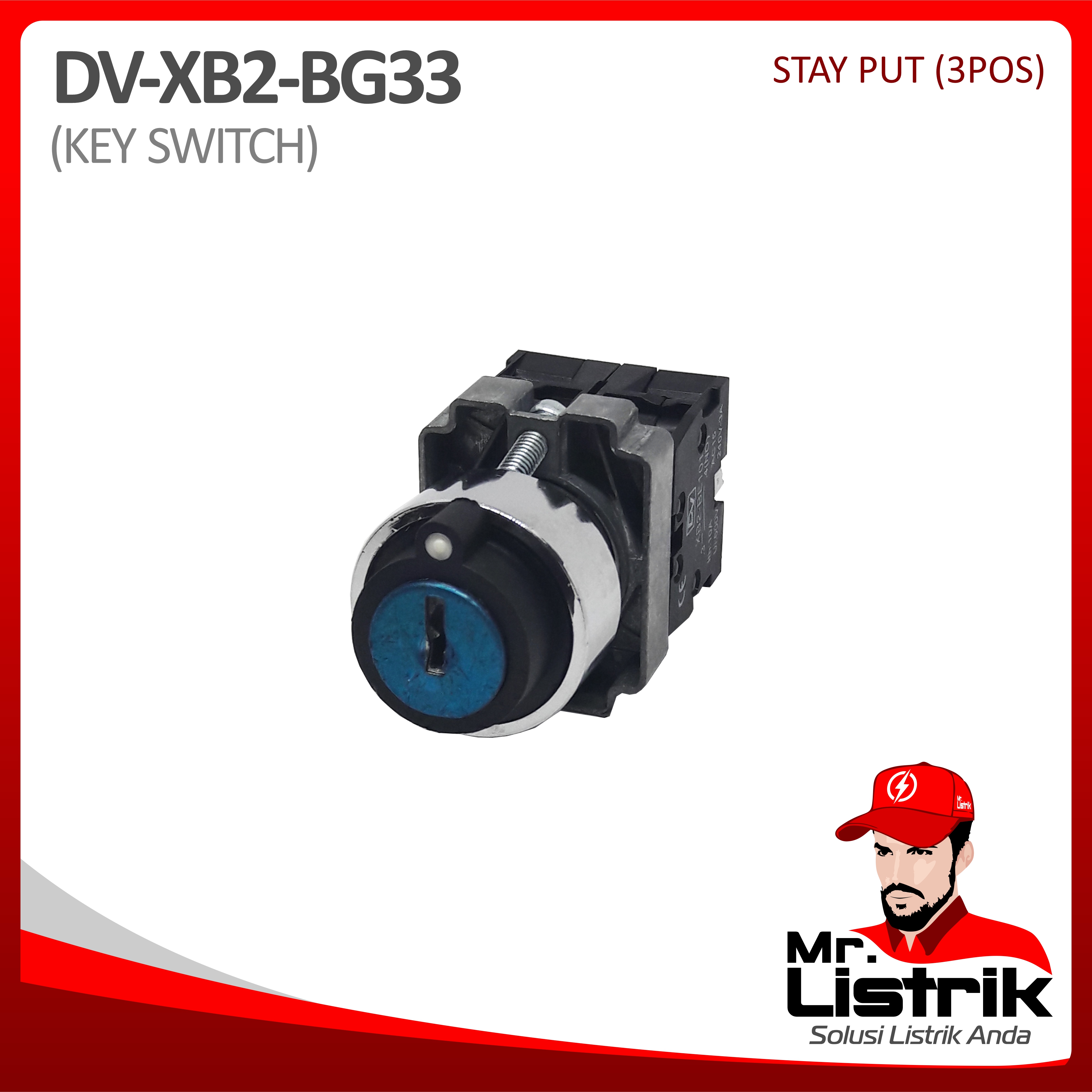 Key Switch 3 Posisi 2NO Metal Modular XB2-BG33 - Stay Put