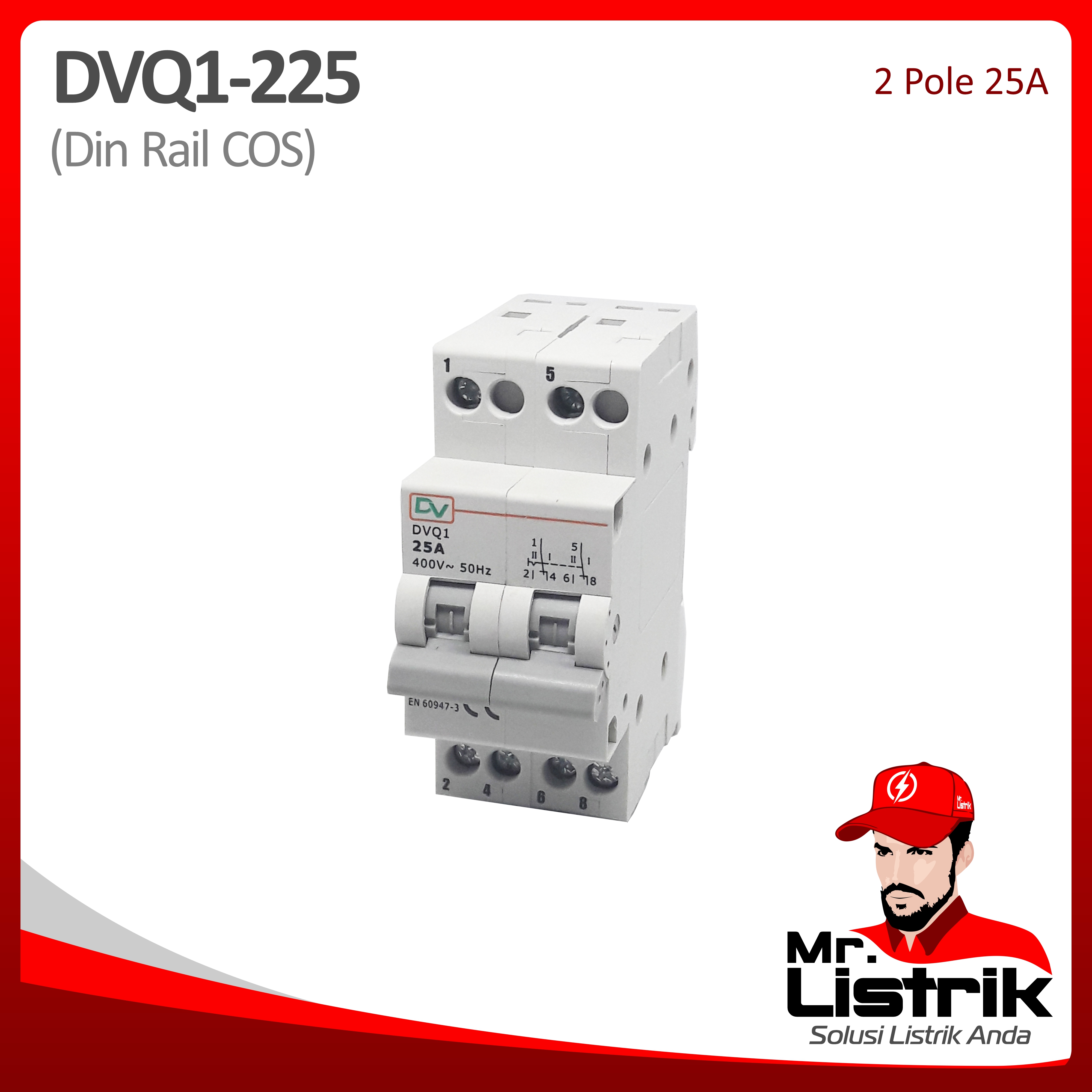 Din Rail COS 2P 25A DVQ1-225