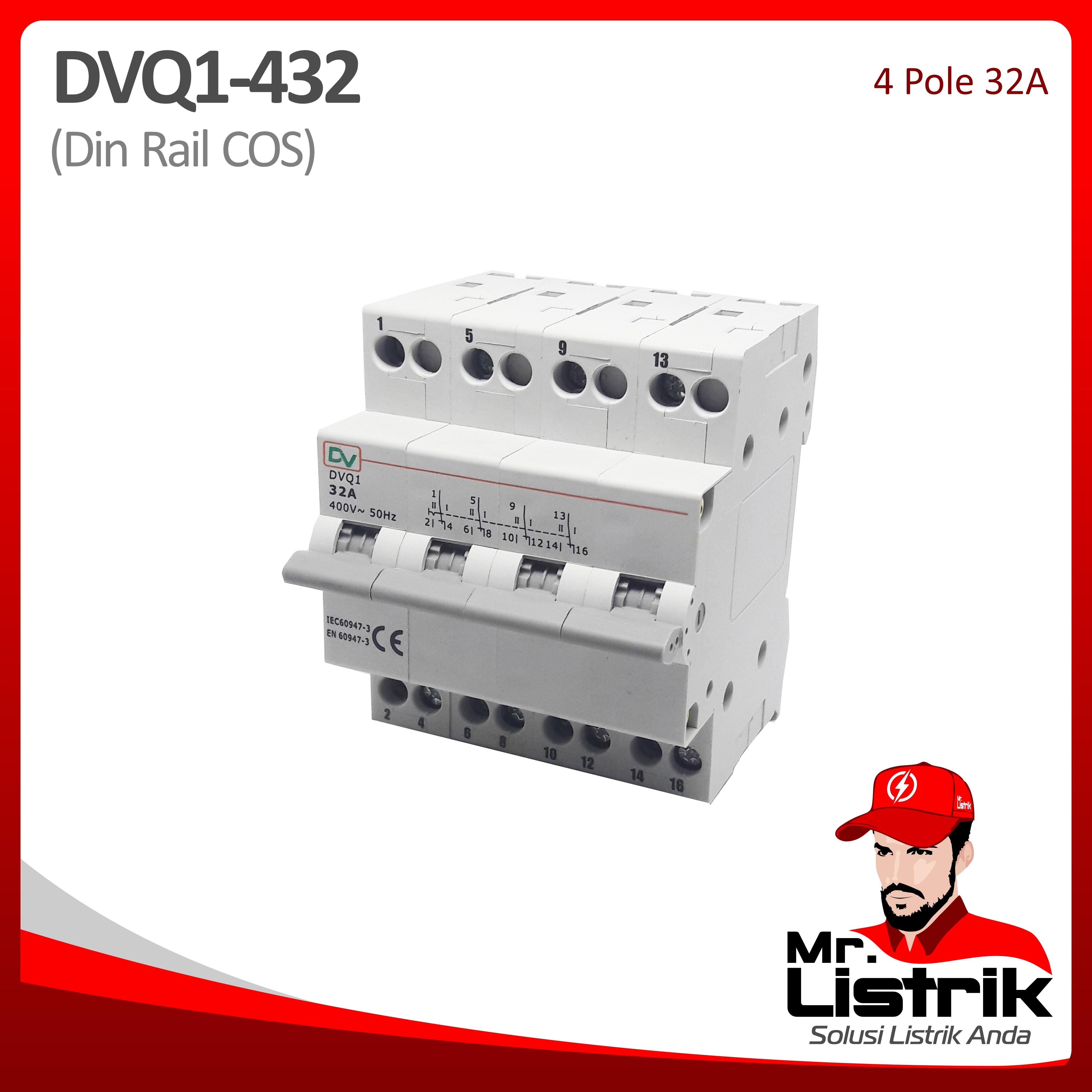 Din Rail COS 4P 32A DVQ1-432