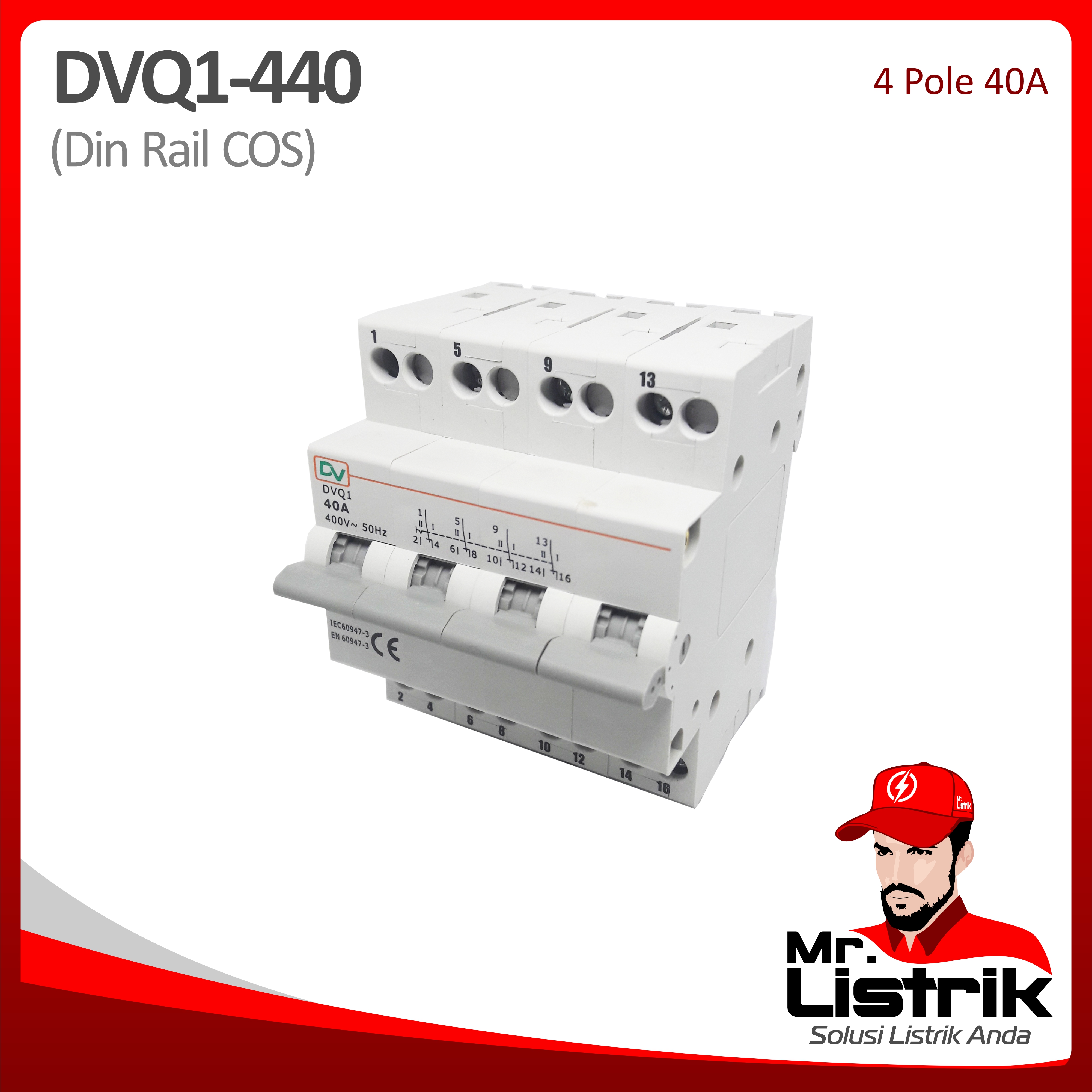 Din Rail COS 4P 40A DVQ1-440