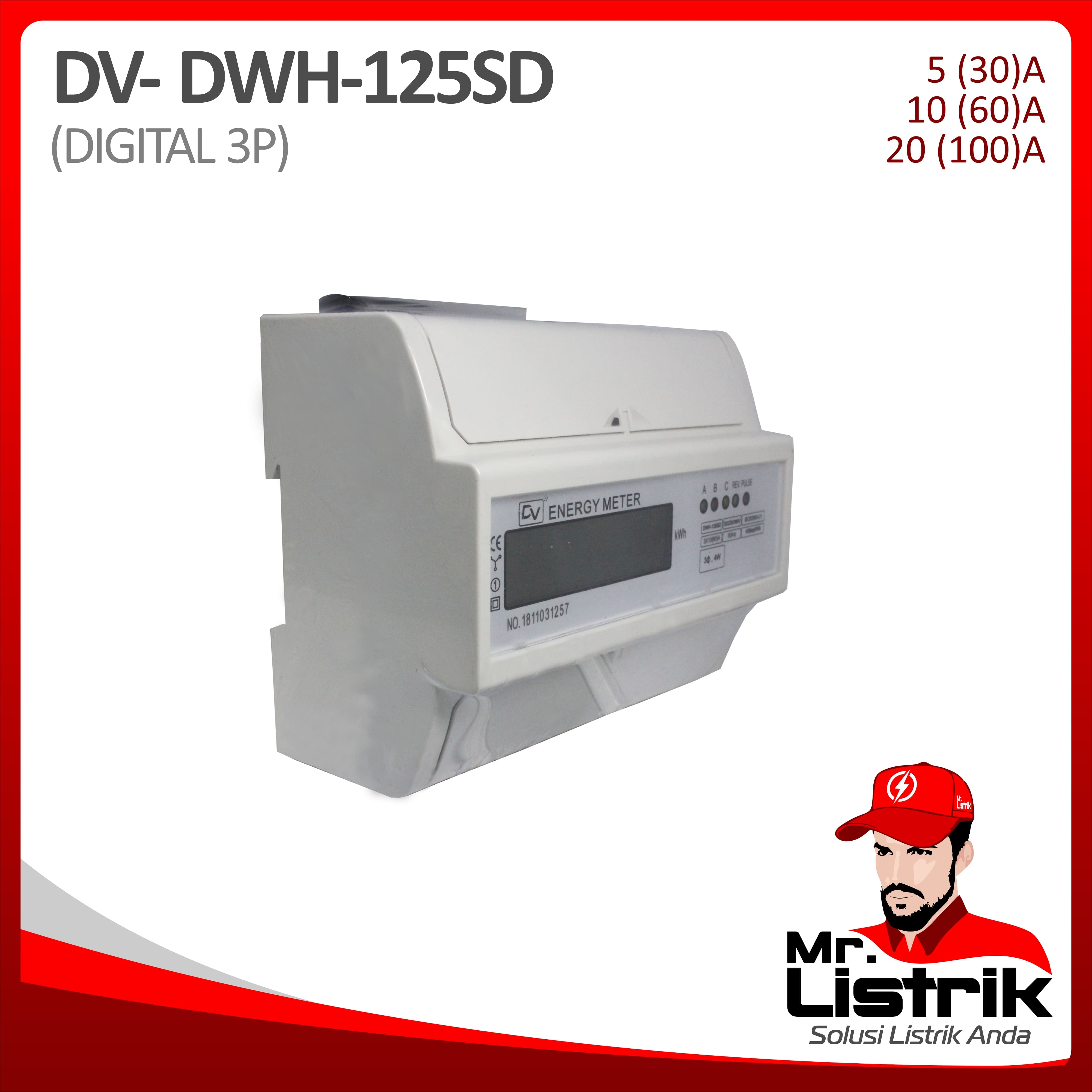 KWH Meter 3P Digital DV DWH-125SD 10(60)A