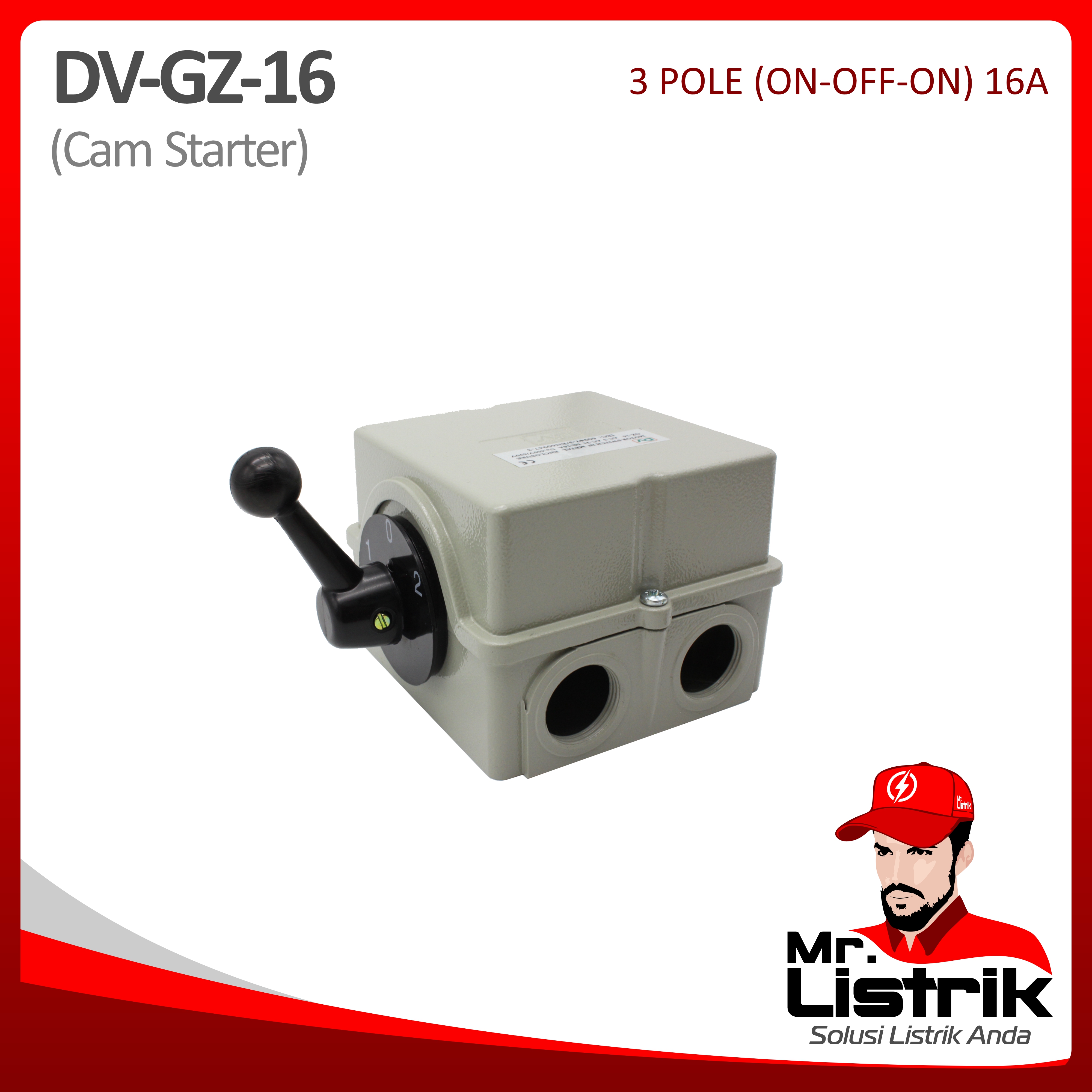 Cam Starter Metal On-Off-On 3P 16A DV GZ-16