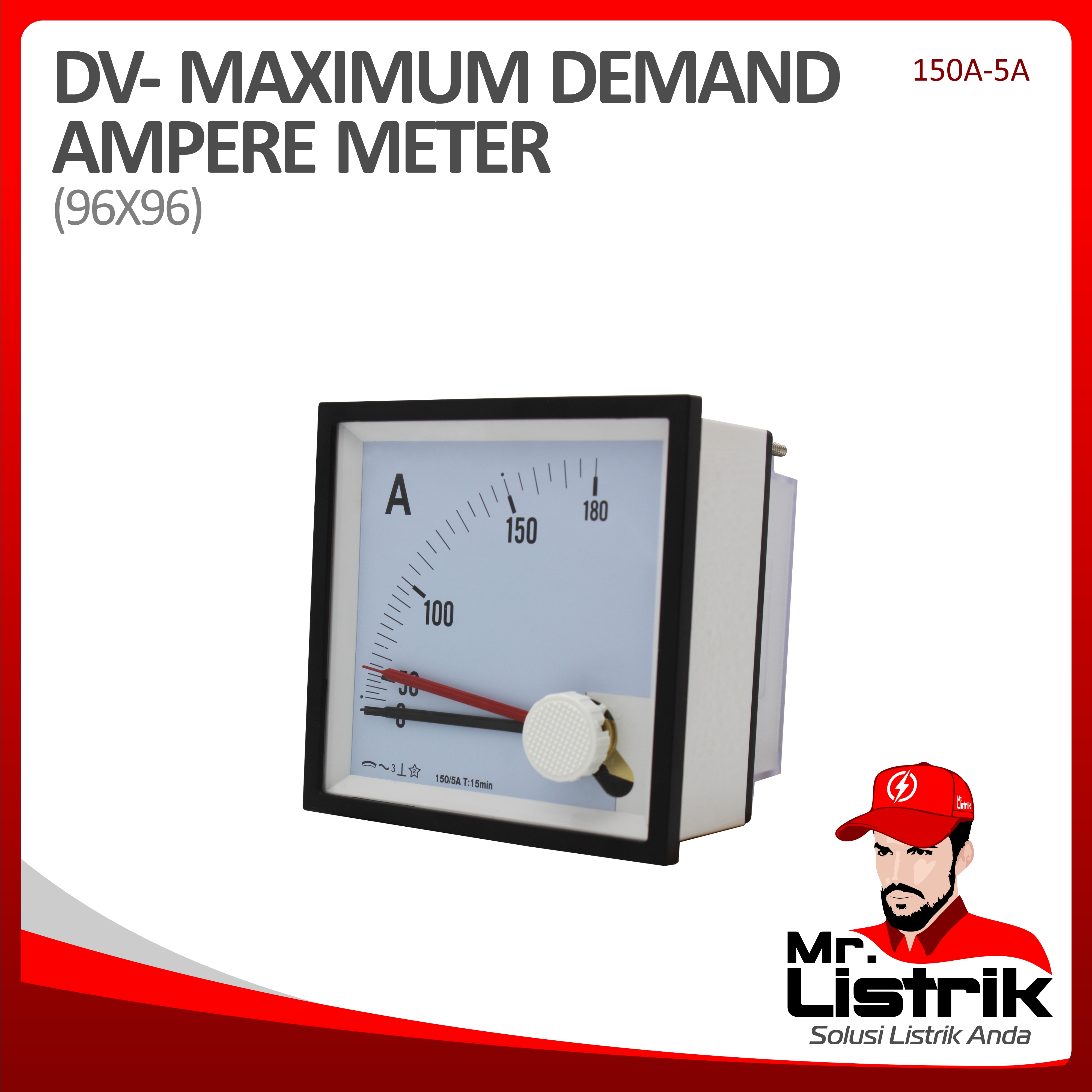 Max Demand Amperemeter Via CT DV 96x96 - 150/5A