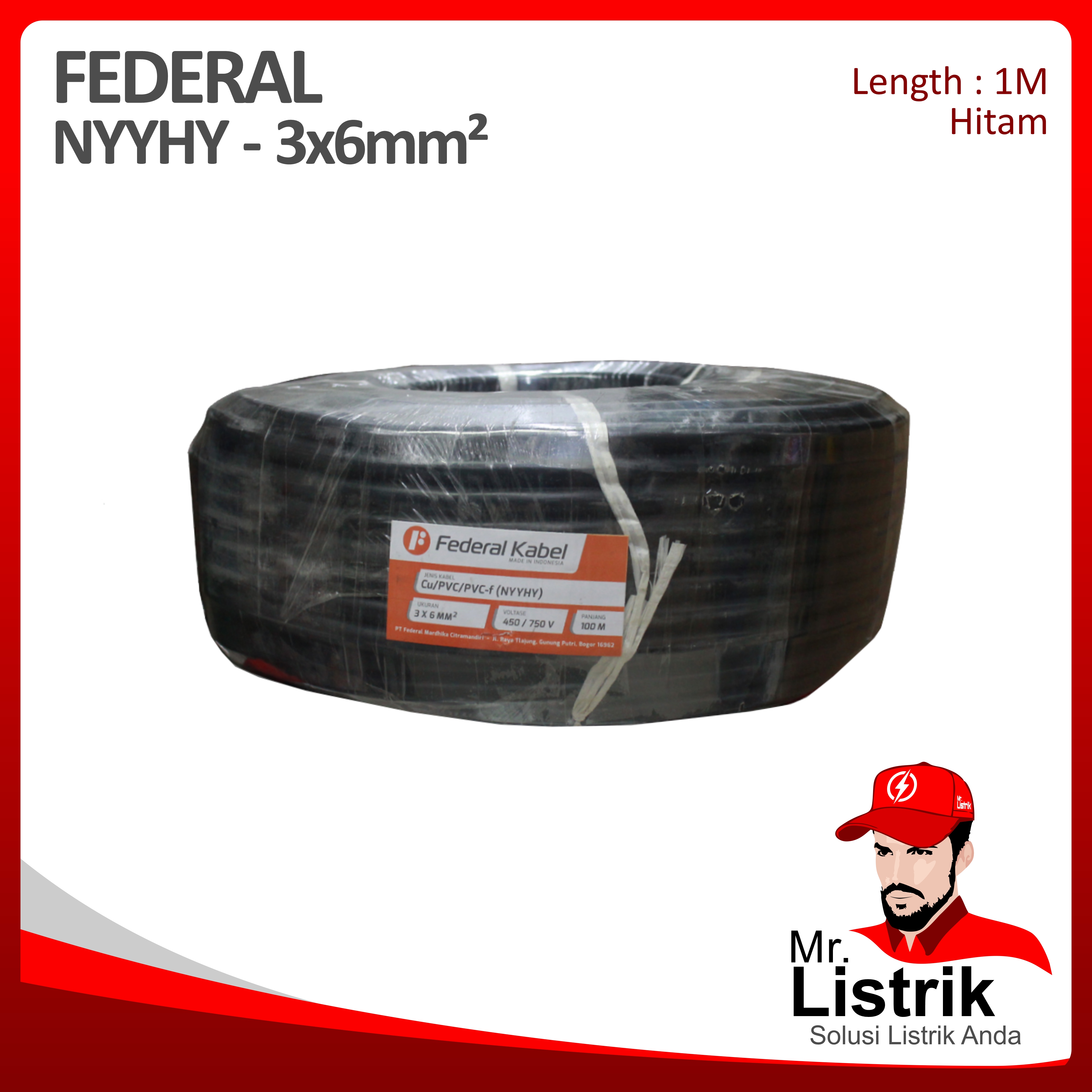 Kabel NYYHY Federal 3x6 mm² @1 Mtr
