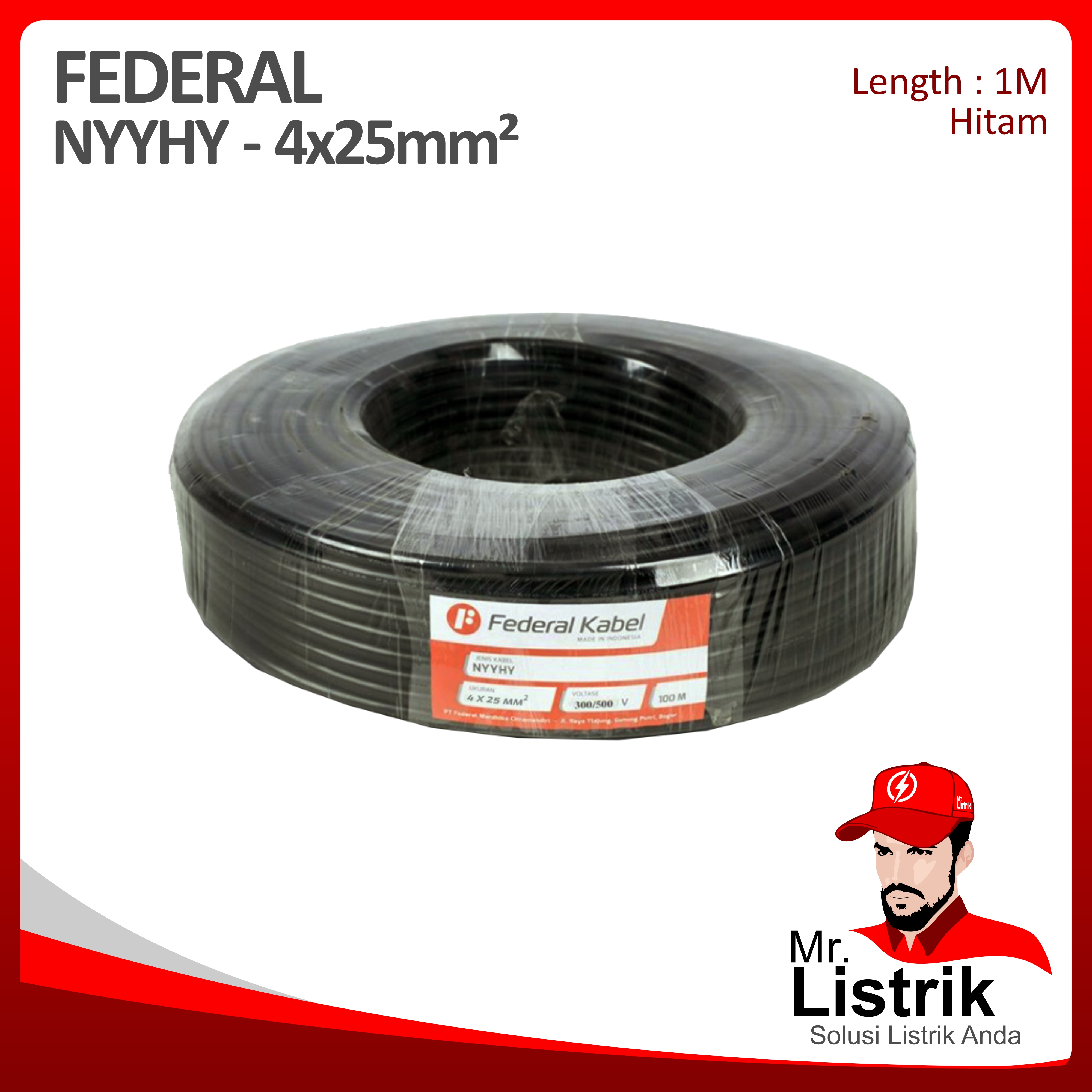 Kabel NYYHY Federal 4x25 mm² @1 Mtr