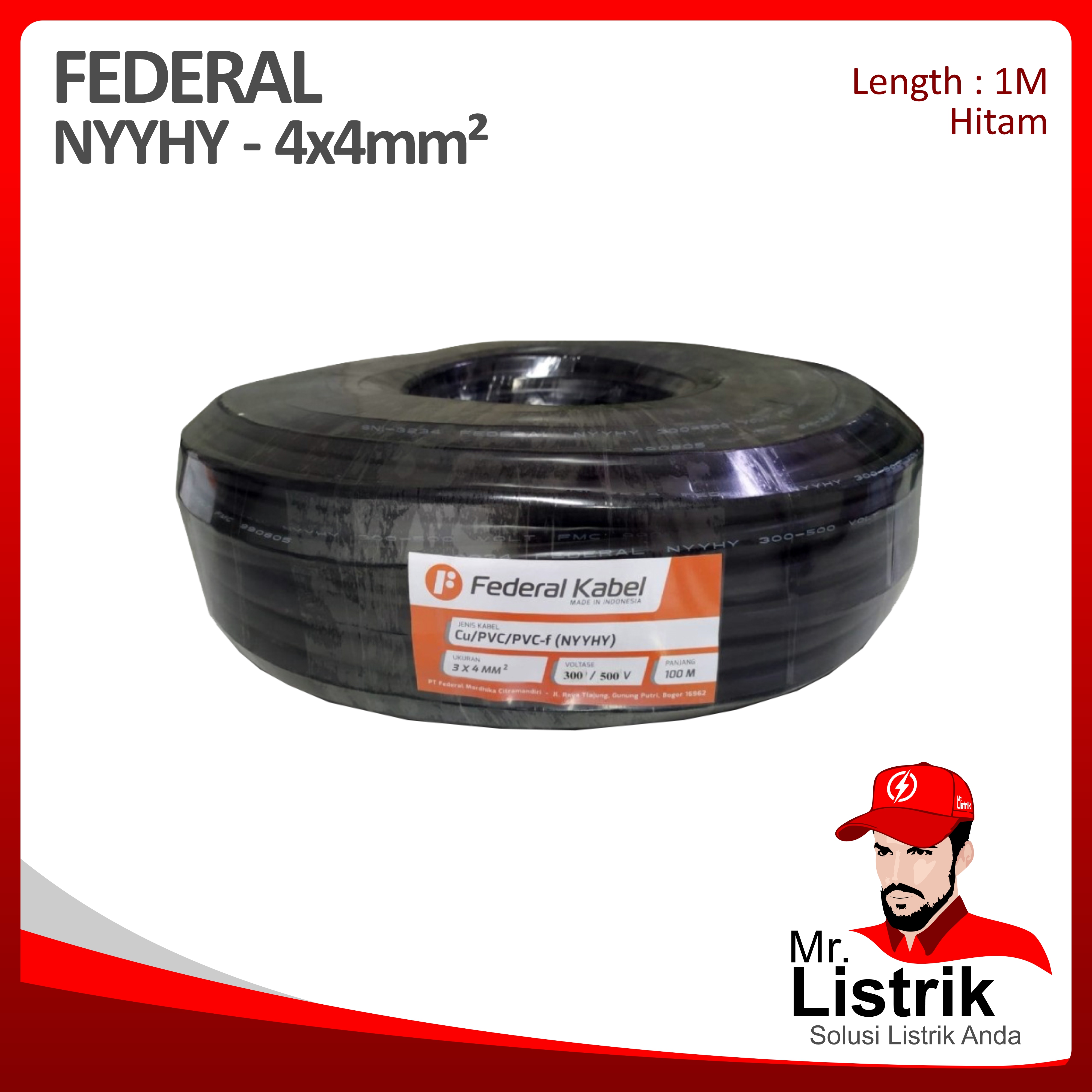 Kabel NYYHY Federal 4x4 mm² @1 Mtr
