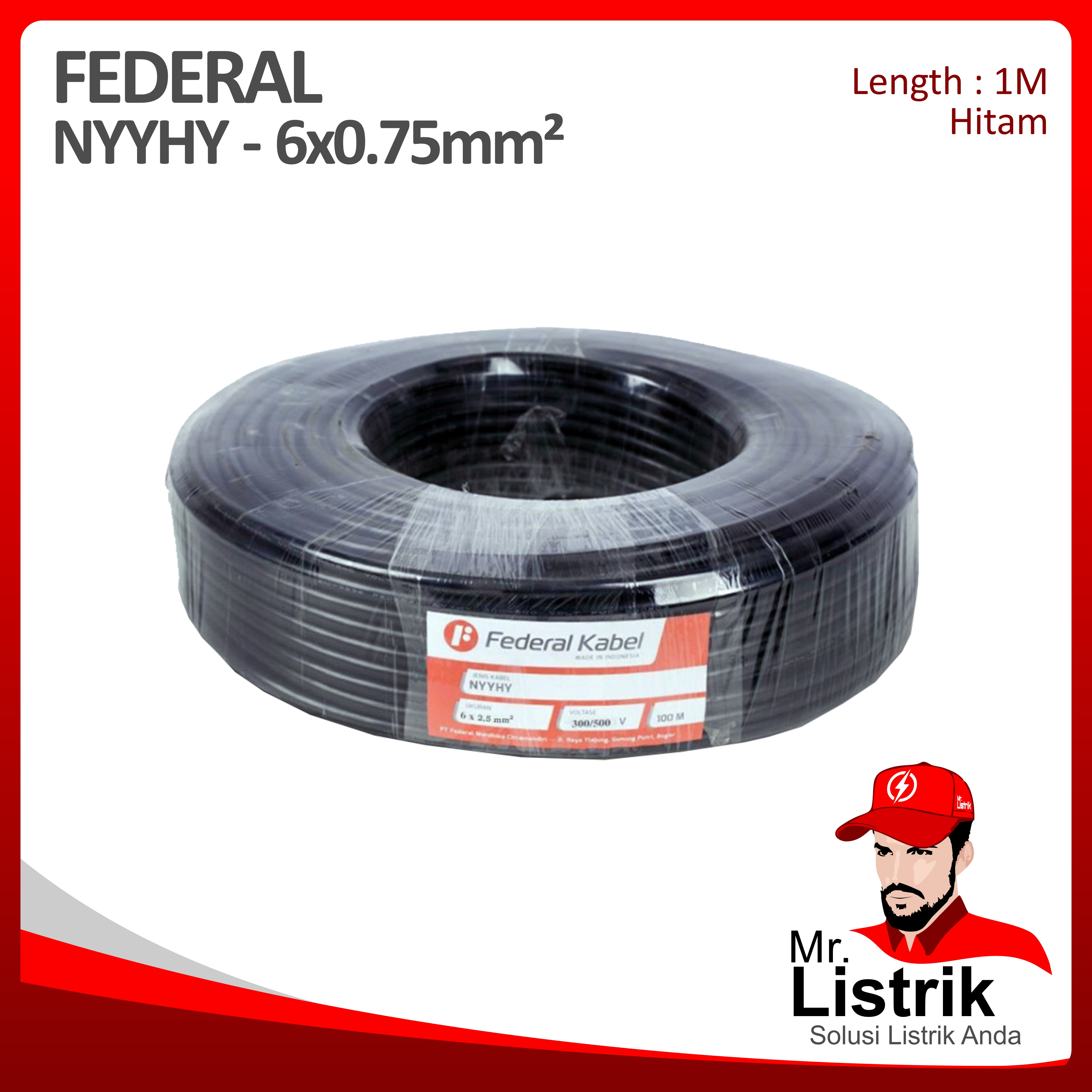 Kabel NYYHY Federal 6x0.75 mm² @1 Mtr