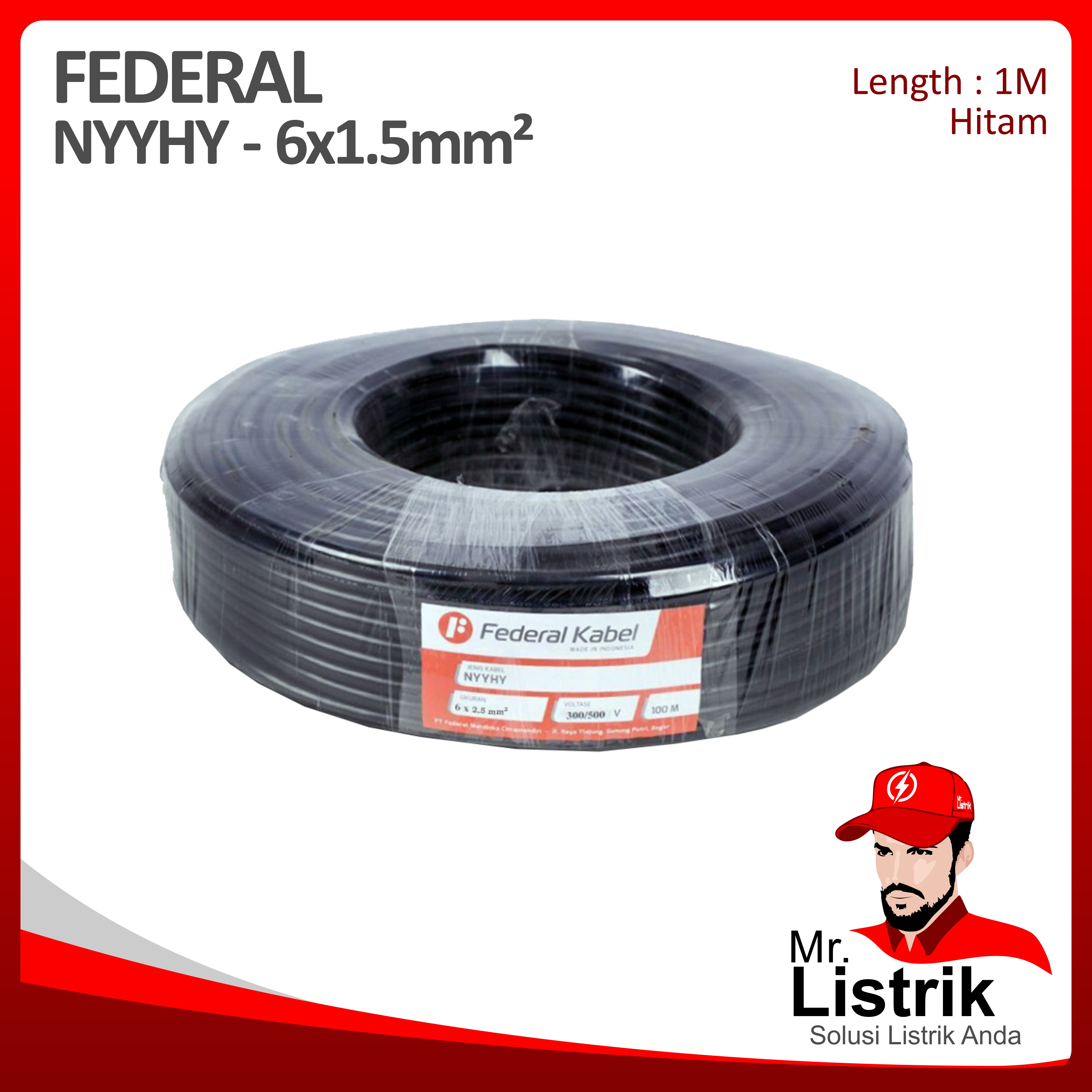 Kabel NYYHY Federal 6x1.5 mm² @1 Mtr