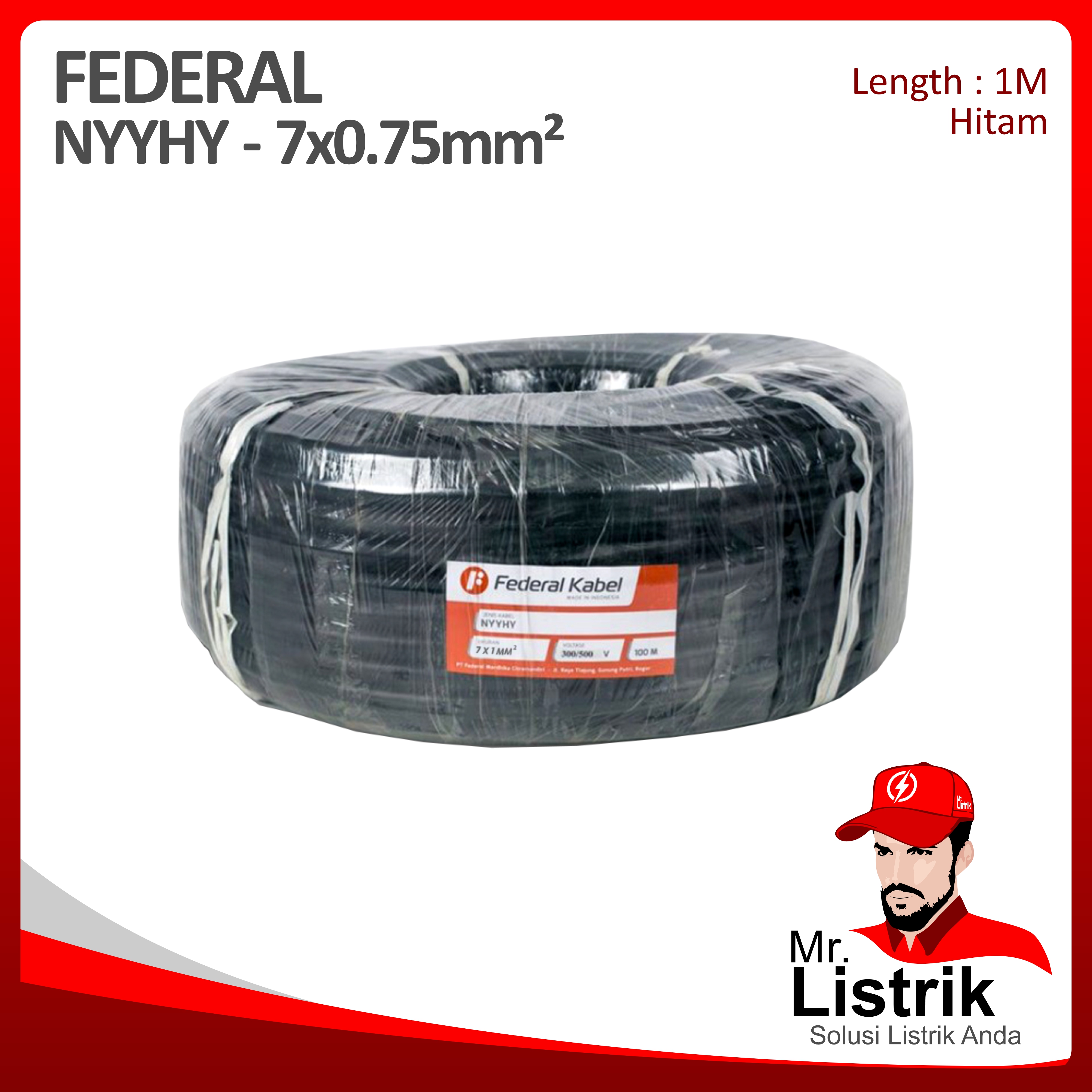 Kabel NYYHY Federal 7x0.75 mm² @1 Mtr