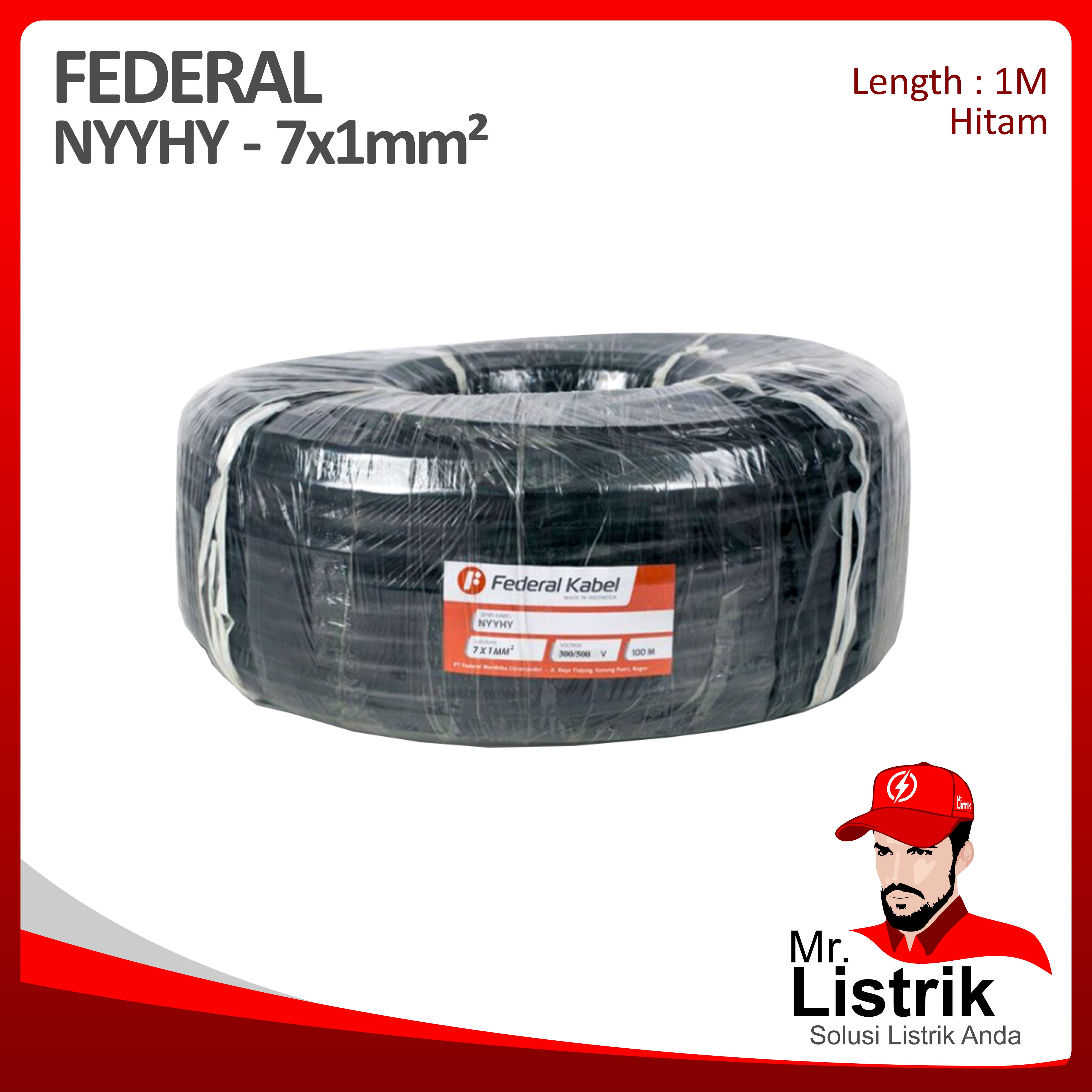 Kabel NYYHY Federal 7x1 mm² @1 Mtr