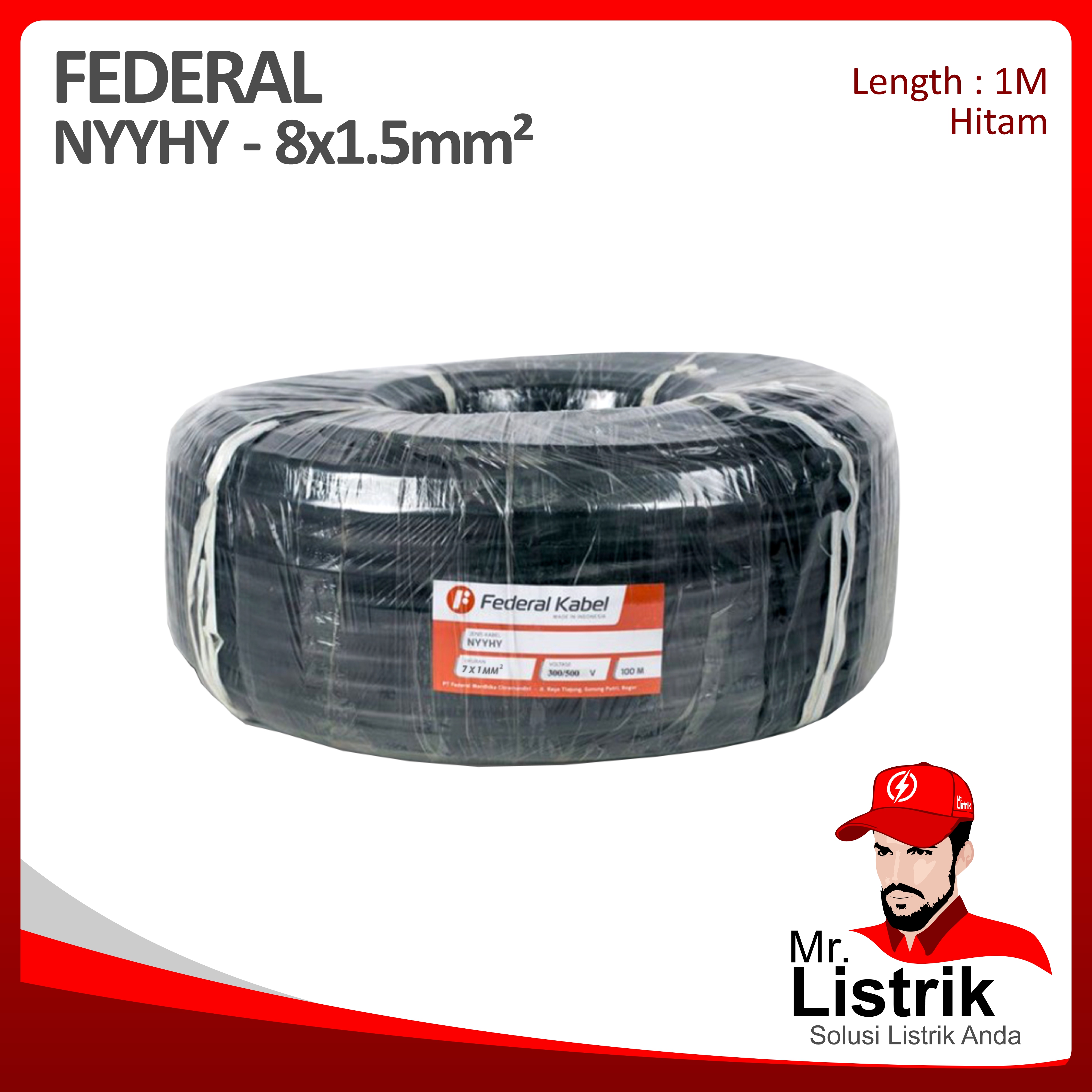 Kabel NYYHY Federal 8x1.5 mm² @1 Mtr