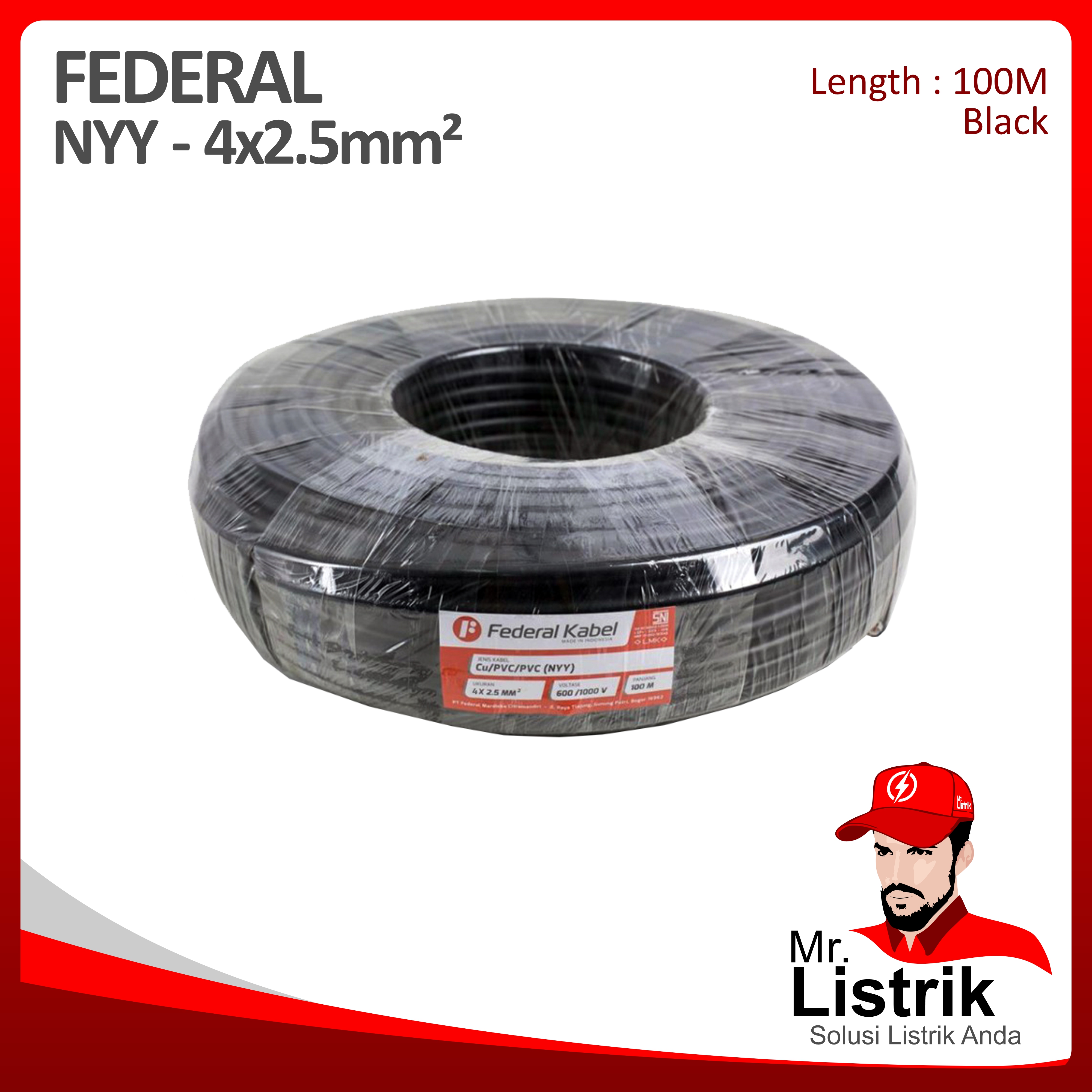 Kabel NYY Federal 4x2.5 mm² @100 Mtr
