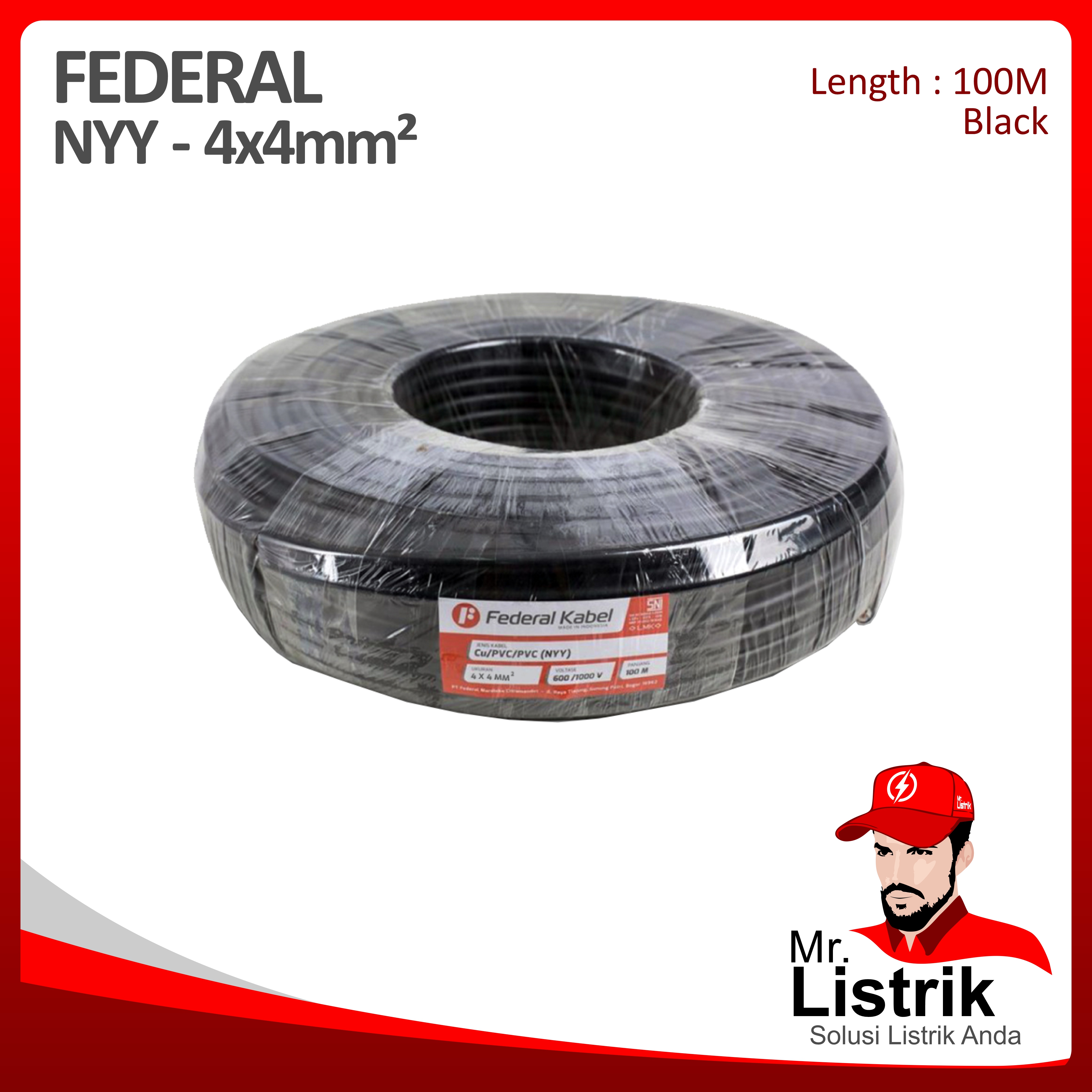 Kabel NYY Federal 4x4 mm² @100 Mtr