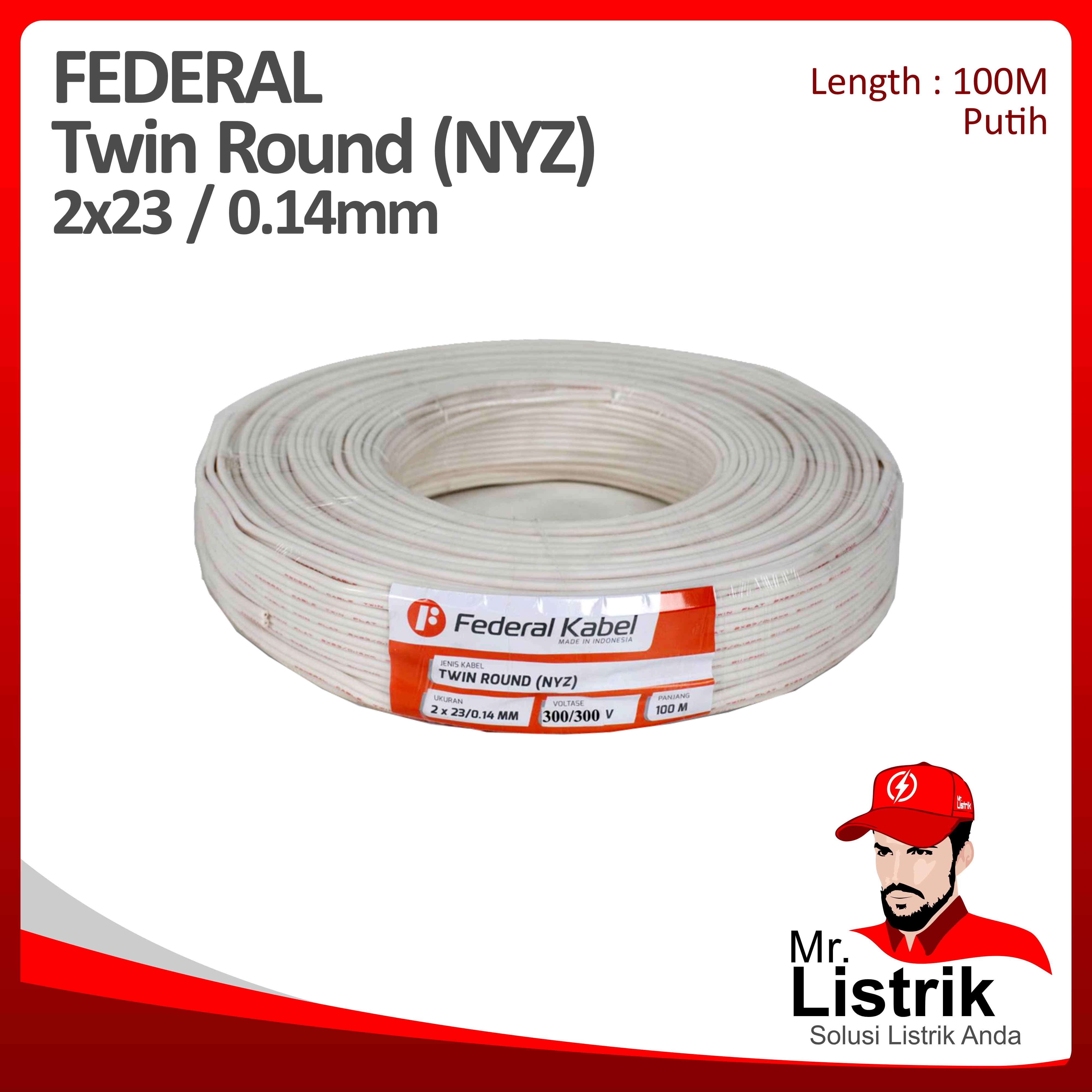 Kabel ROUND Federal 2x23 /0.14mm @100 Mtr