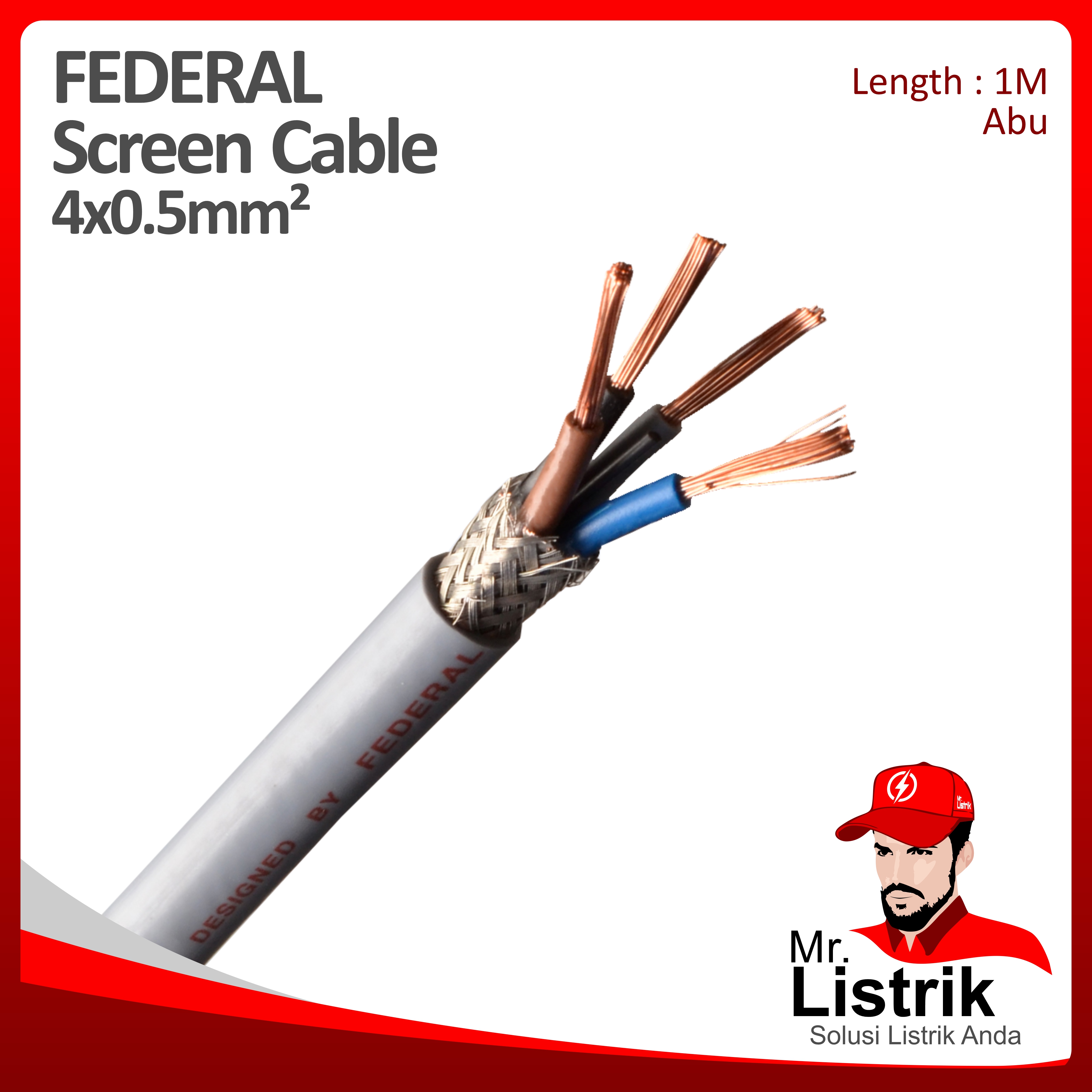 Kabel SCREEN Federal 4x0.5 mm² @1 Mtr