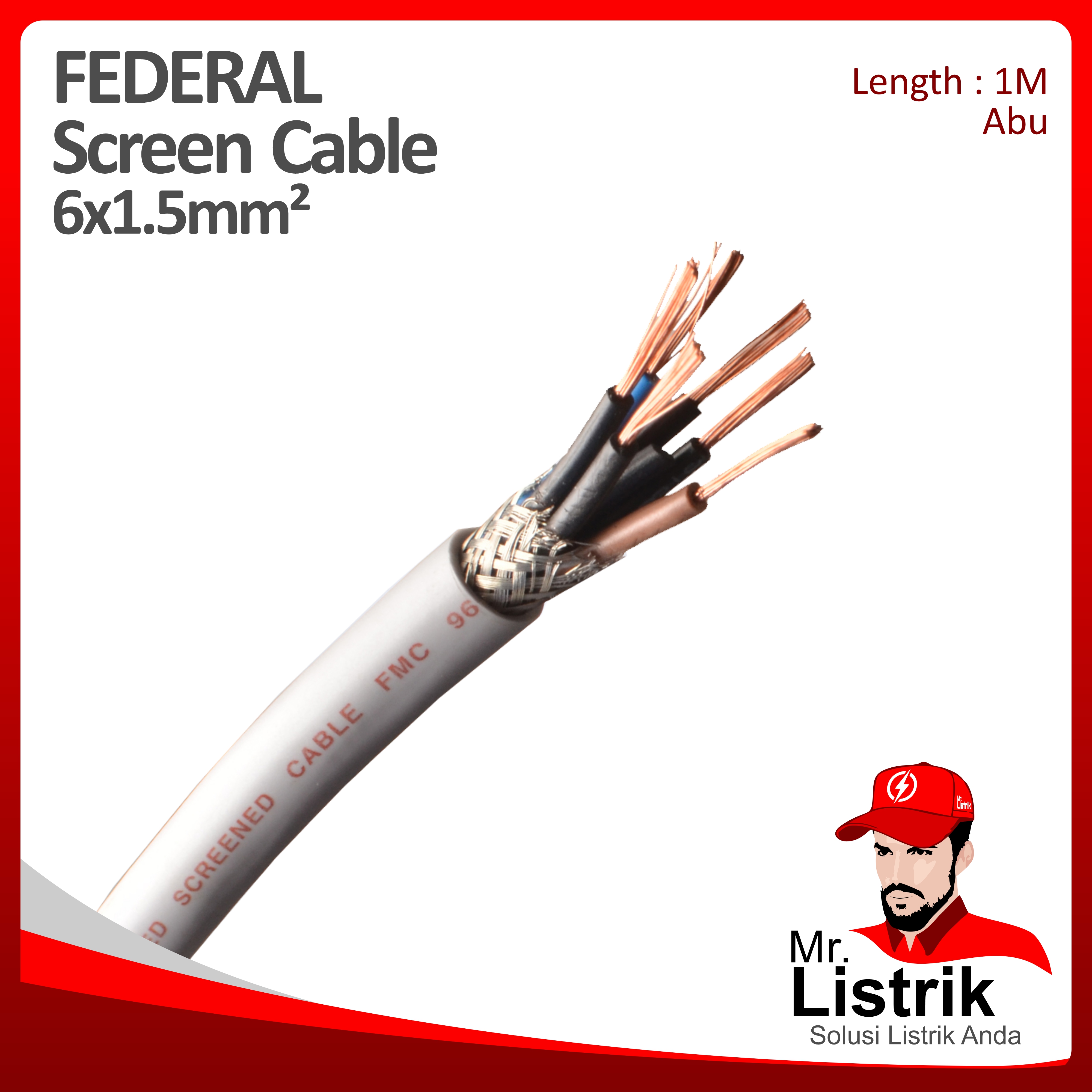 Kabel SCREEN Federal 6x1.5 mm² @1 Mtr