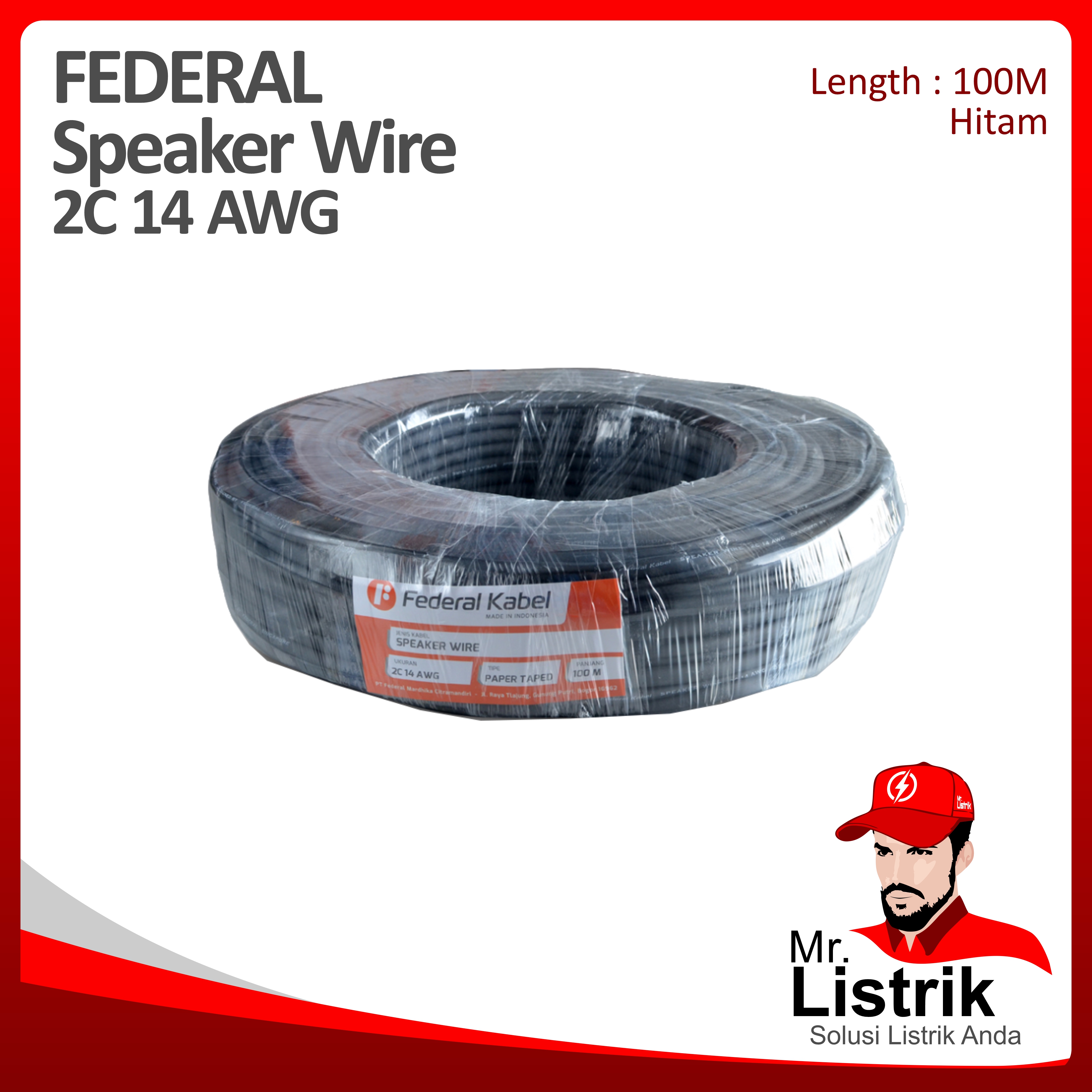 Kabel Speaker Wire Federal 2C 14 AWG  @100 Mtr
