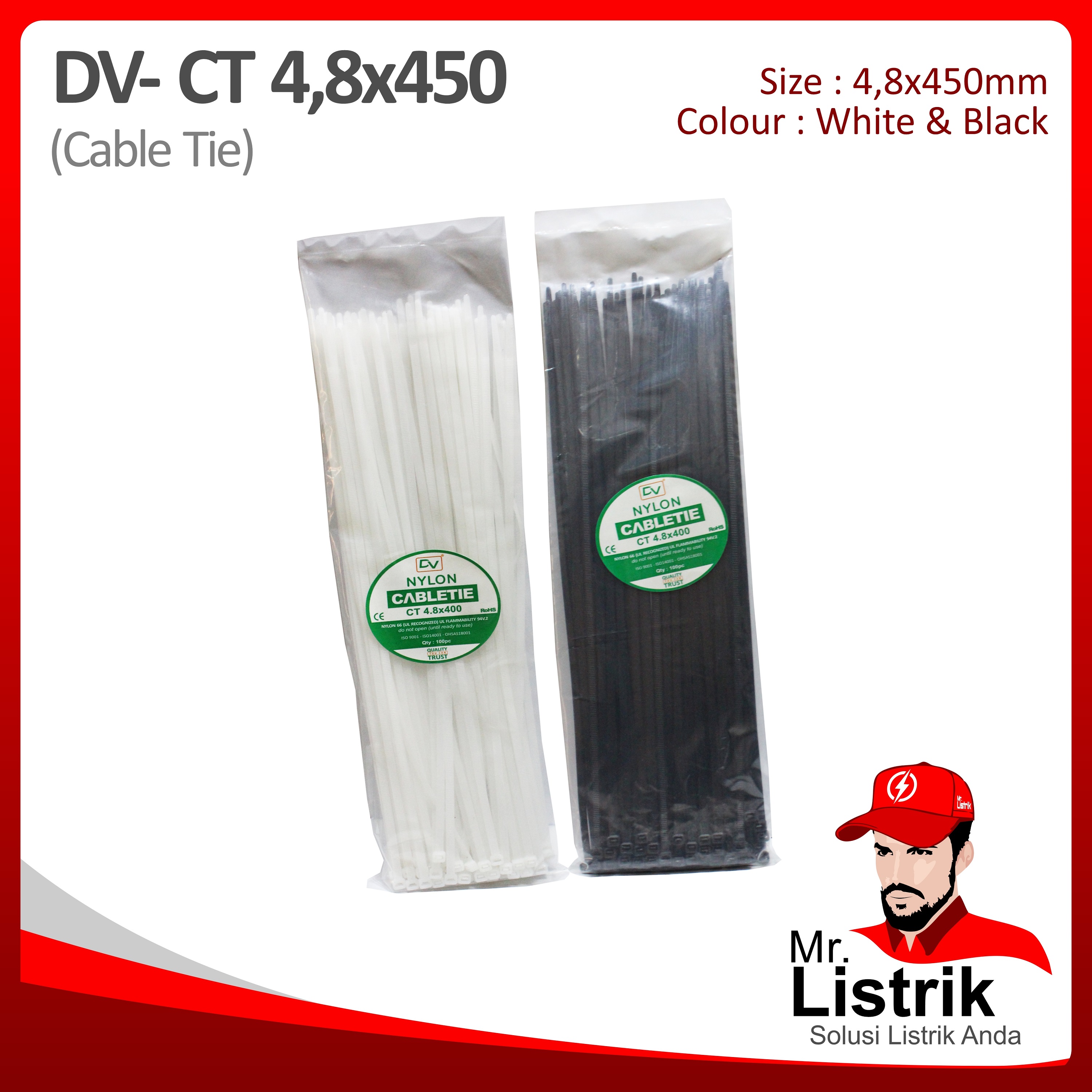 Cable Tie 4.8x450 DV CT4.8x450